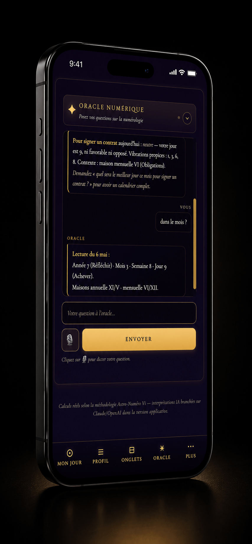 Oracle conversationnel — Numéroscope sur iPhone